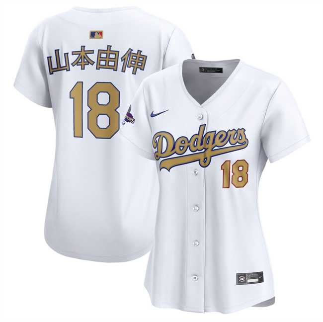 Women%27s Los Angeles Dodgers #18 Yamamoto White 2025 Gold Collection Limited Stitched Jersey Dzhi